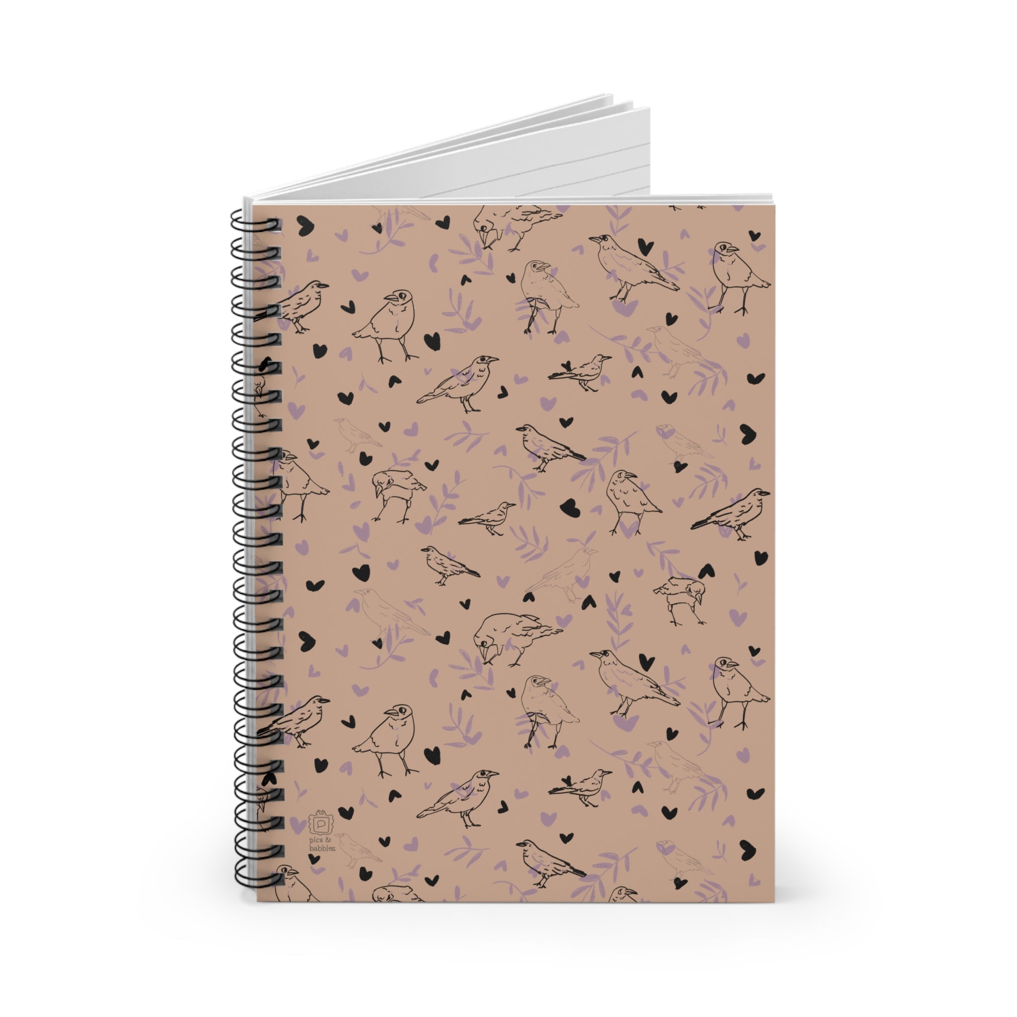 🌰 Leaves & Feathers – Spiral Notebook Soft Earth