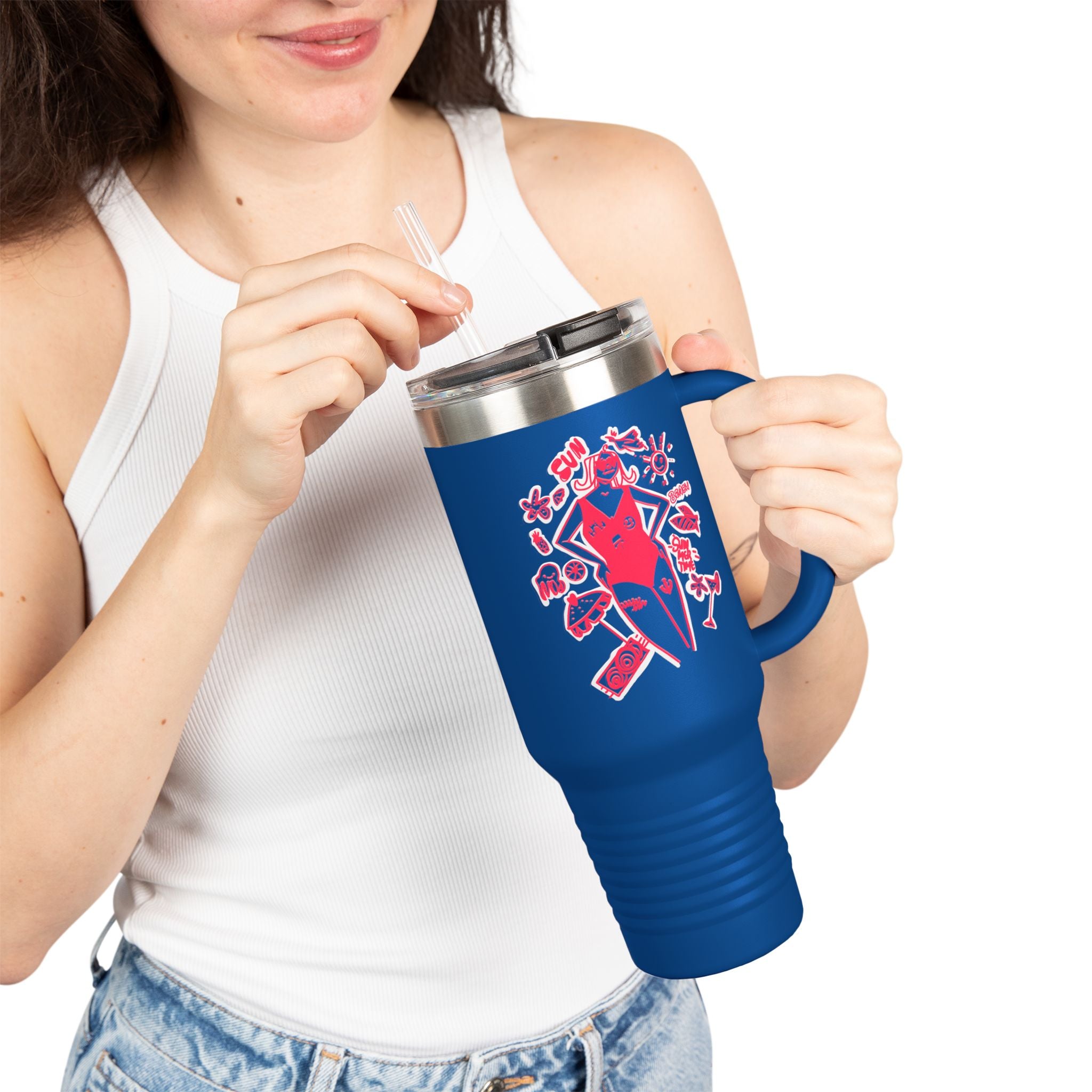 ☀️ Sun Babe – 40oz Summer Tumbler with Straw & Handle