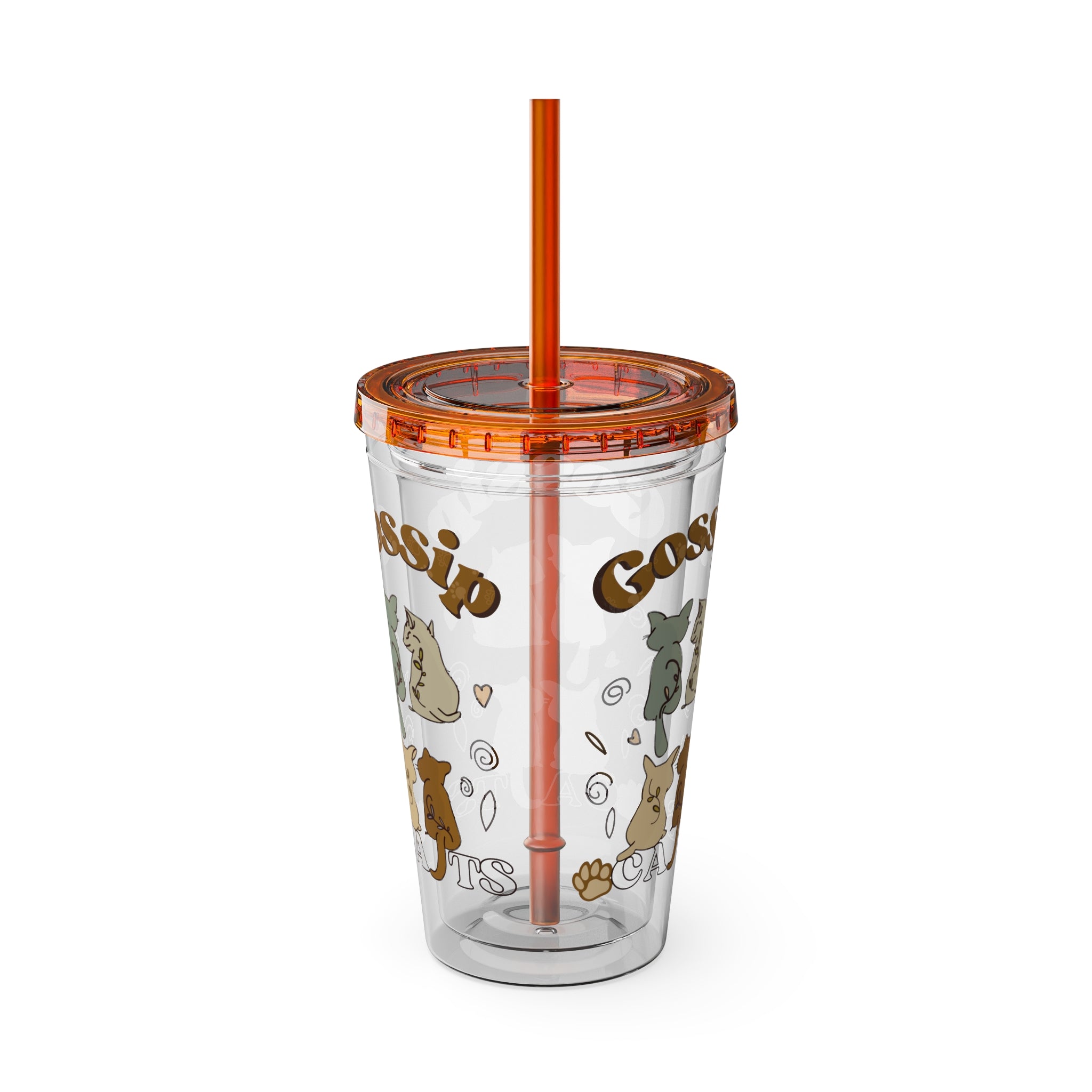 Sunsplash 16oz Tumbler with Straw - Cute Animal Gossip Design