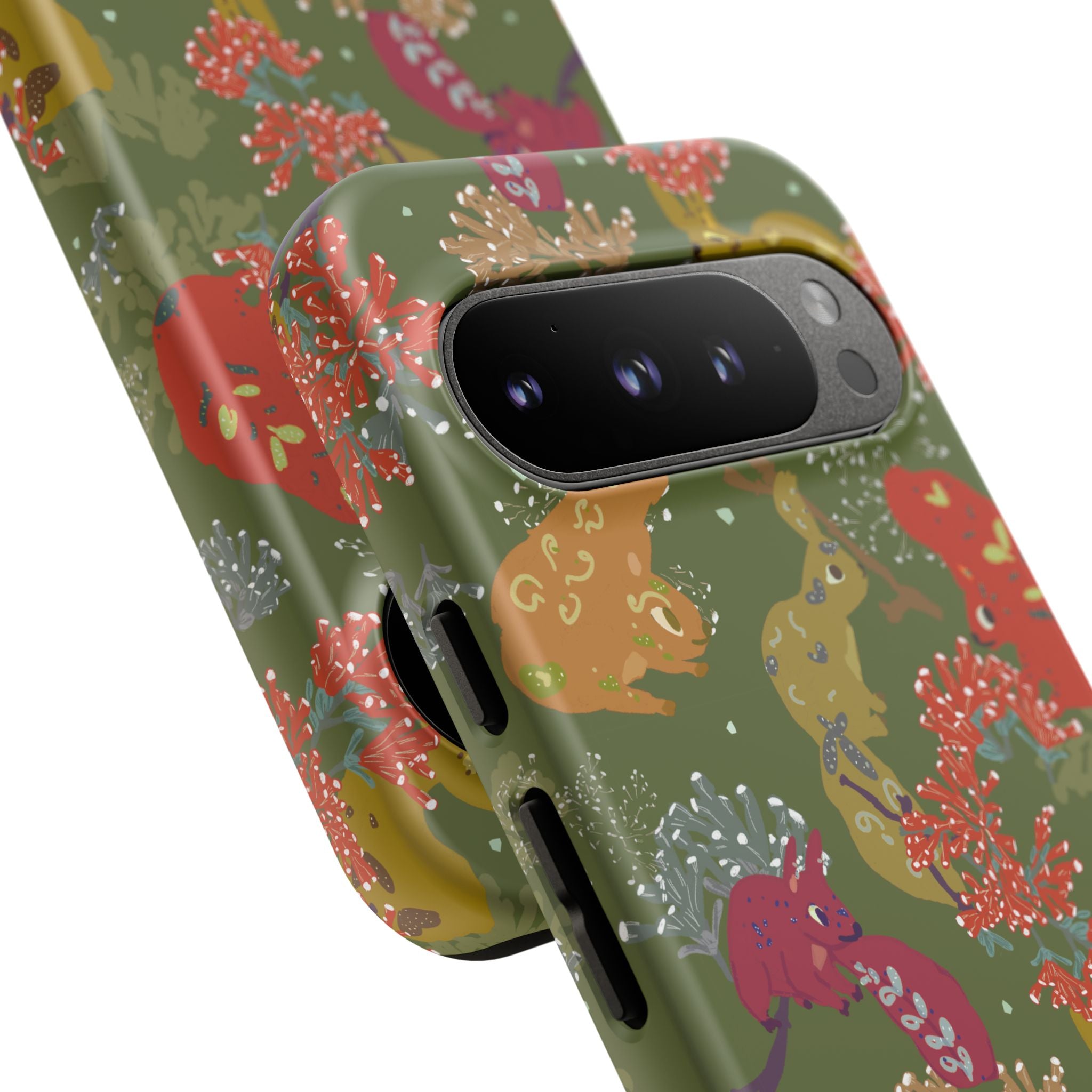 Playful Squirrels Tough Case Olive Green