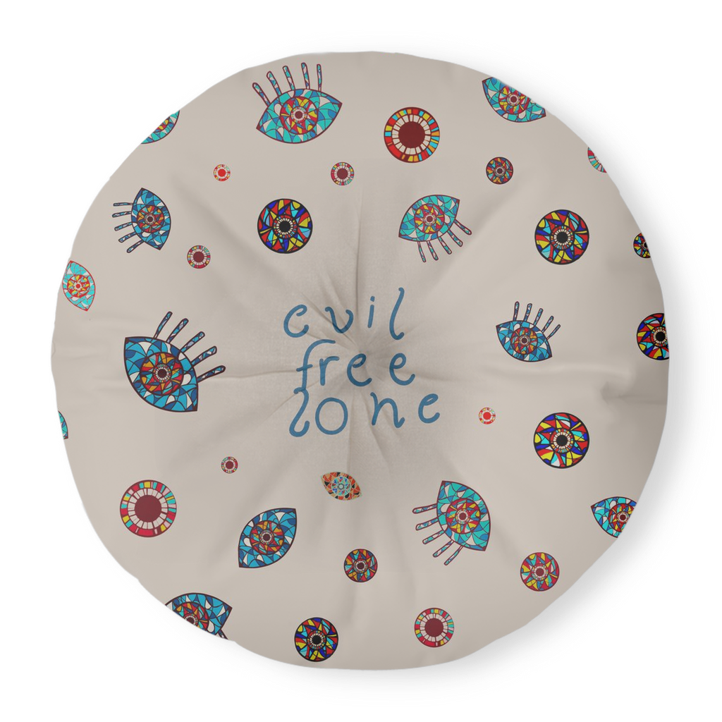 Evil Eye Tufted Floor Pillow Round