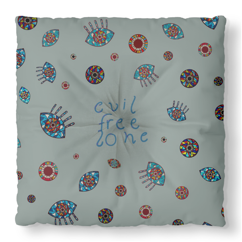 Evil Eye Tufted Floor Pillow Square