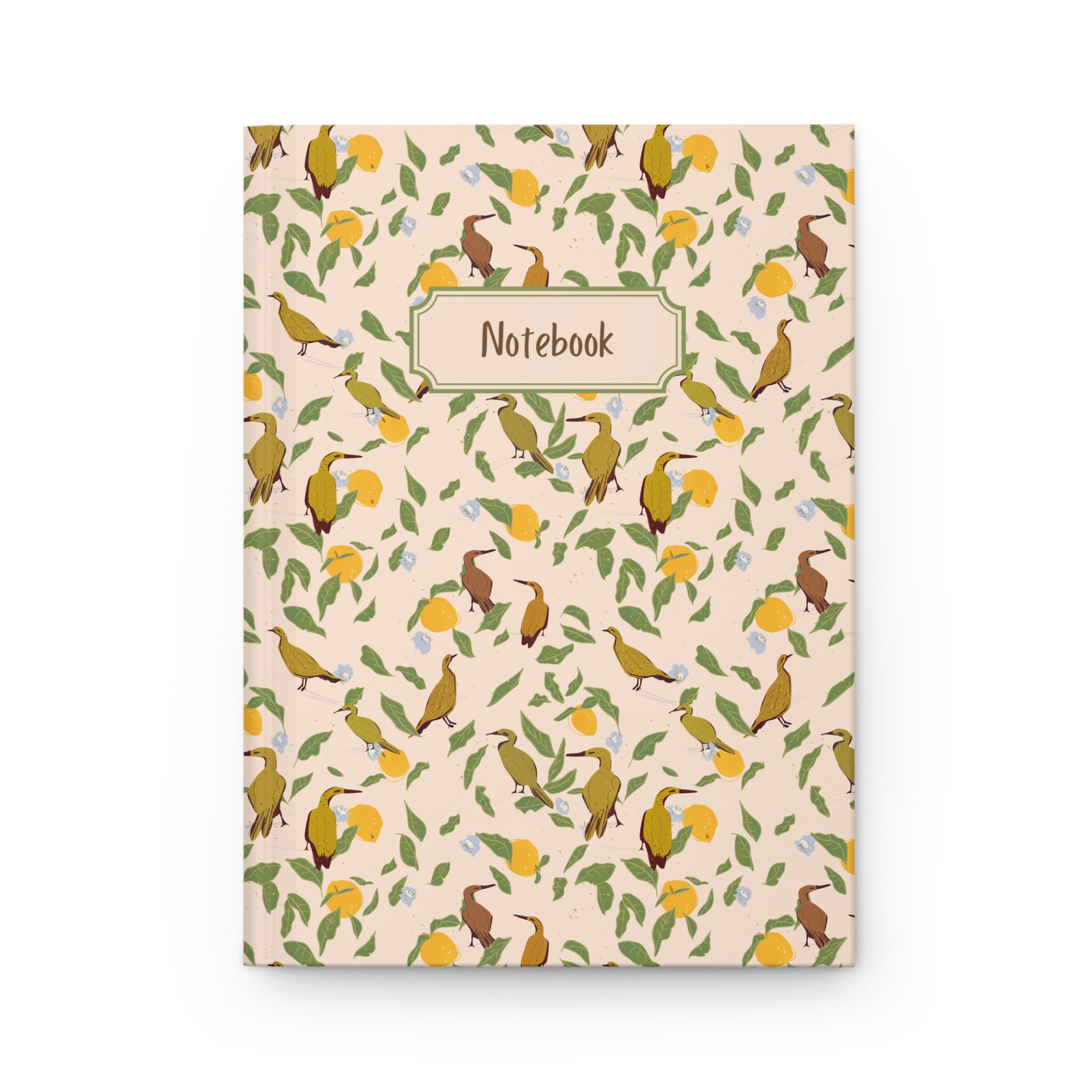 citrus garden bird and lemon floral notebook cover