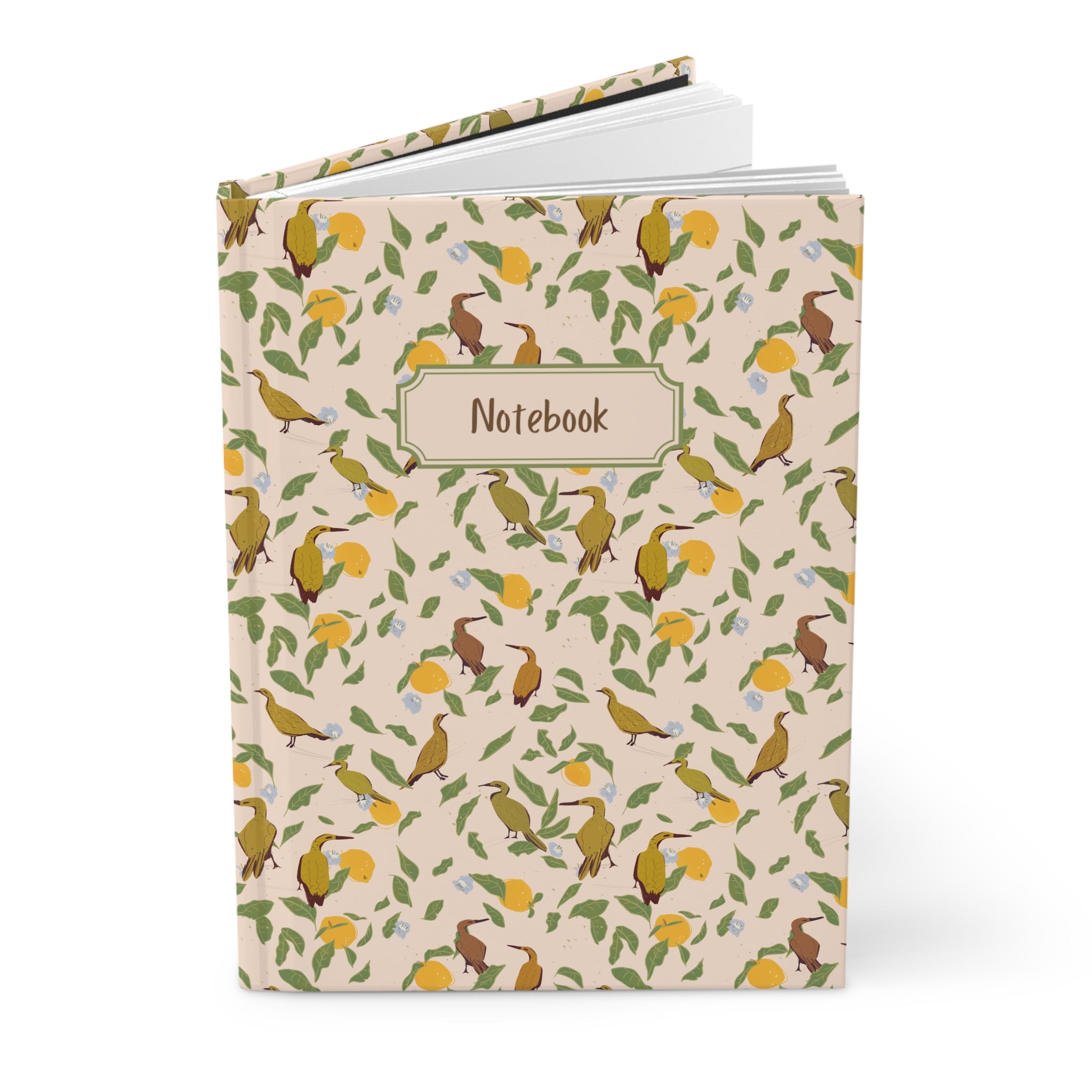 citrus garden hardcover notebook bird and lemon pattern journal