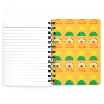 🍓 Tutti Frutti 5"x7" Spiral Notebook – Yellow Fruit Pattern Journal with Glossy Hardcover