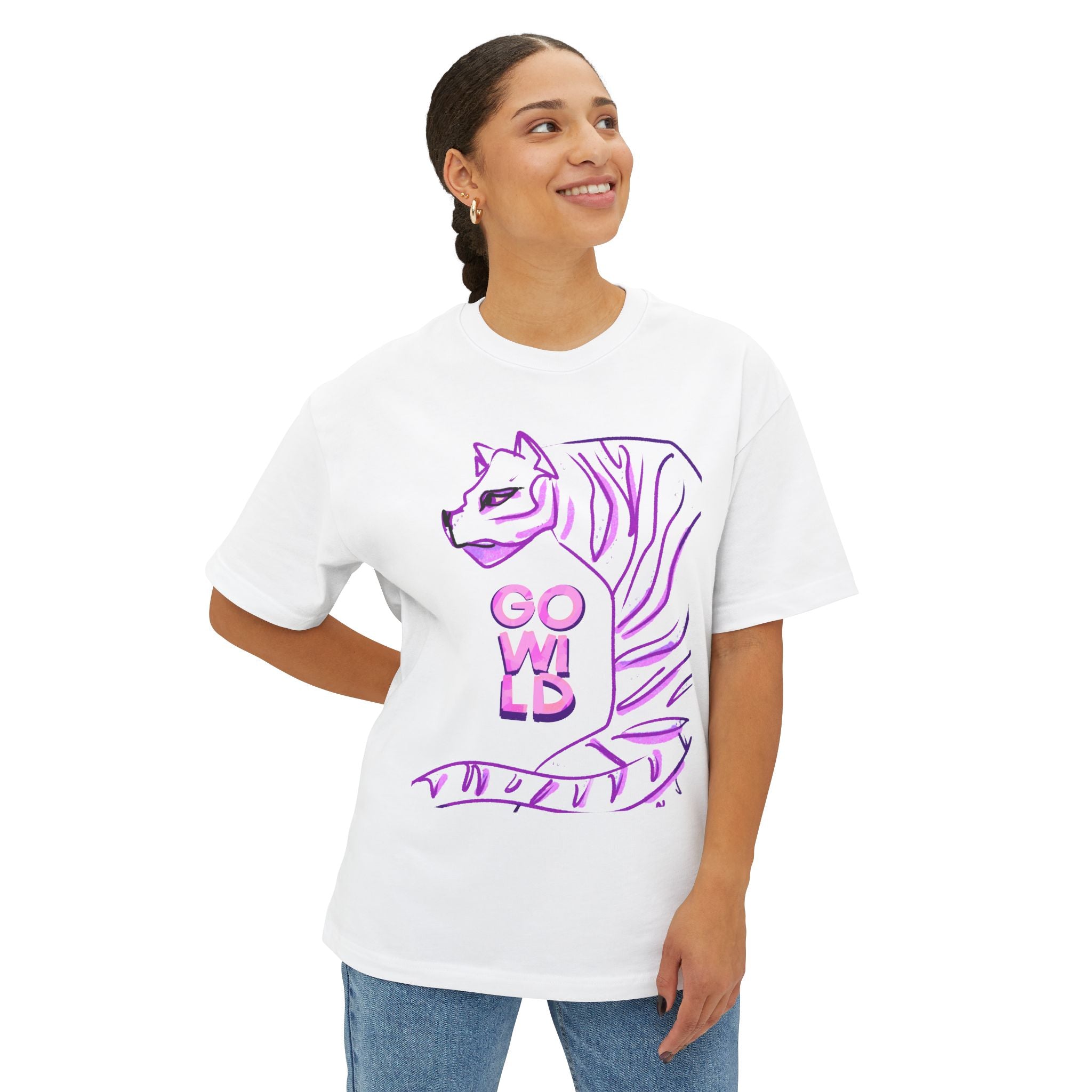 Go Wild Tiger Tee – Soft Power in Bold Purple