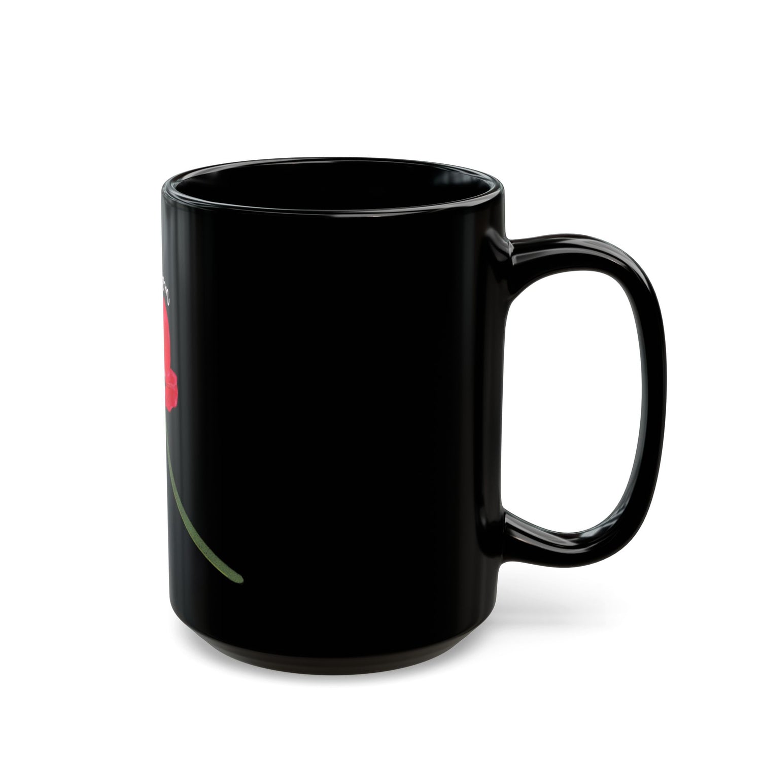 🌺 In Bloom – Black Ceramic Mug with Red Poppy (11oz / 15oz)
