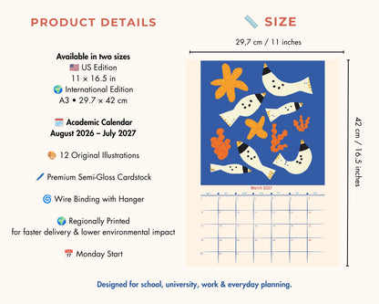 Coastal Days – Illustrated Wall Calendar 2026–2027