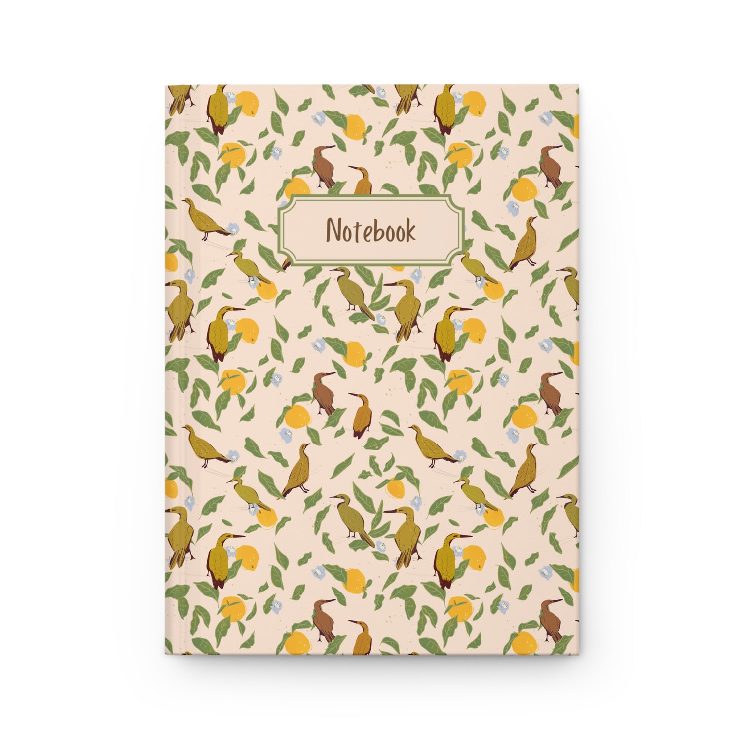 citrus garden bird and lemon floral notebook cover