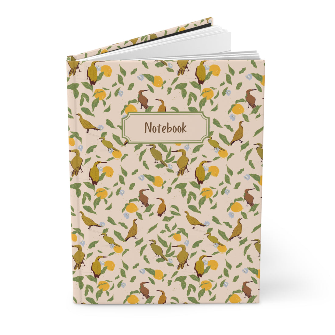 citrus garden hardcover notebook bird and lemon pattern journal