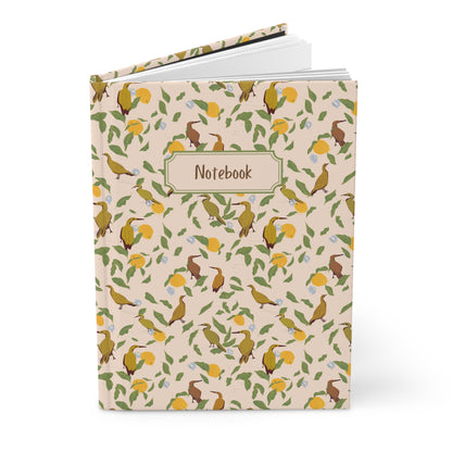 citrus garden hardcover notebook bird and lemon pattern journal