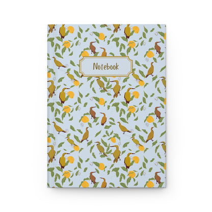 soft blue bird and lemon floral notebook cover