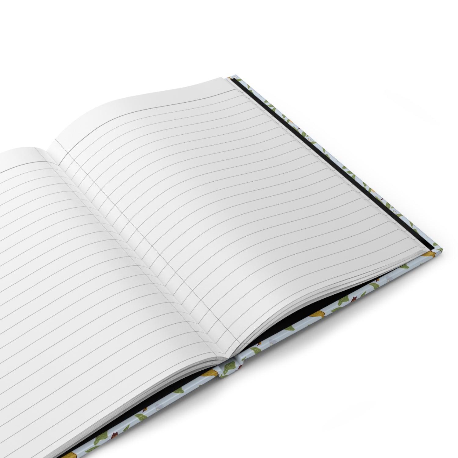 lined pages inside soft blue bird and lemon floral notebook