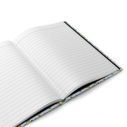 lined pages inside soft blue bird and lemon floral notebook
