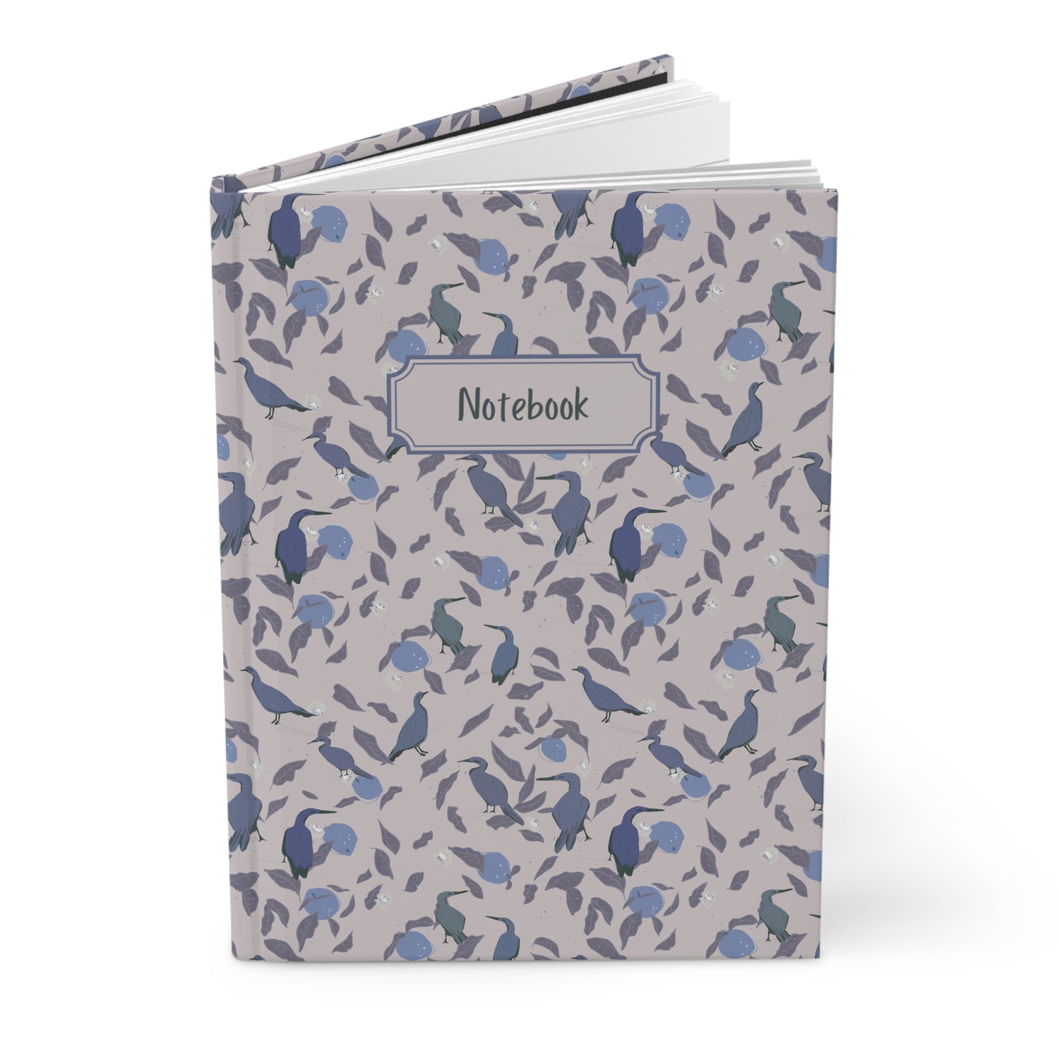 soft blue hardcover notebook bird and lemon pattern journal