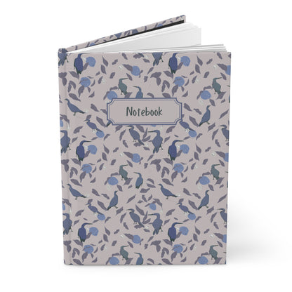 soft blue hardcover notebook bird and lemon pattern journal