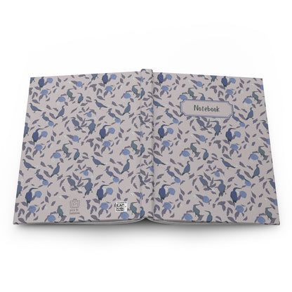 open soft blue floral notebook bird and lemon pattern spread