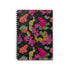 Hand-illustrated squirrel spiral notebook with bold pink flowers on black background. Animal and floral motif for journaling and gifting.