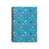 Tutti Frutti spiral notebook in teal blue with colorful fruit illustrations and citrus slices. Fun and vibrant stationery gift.